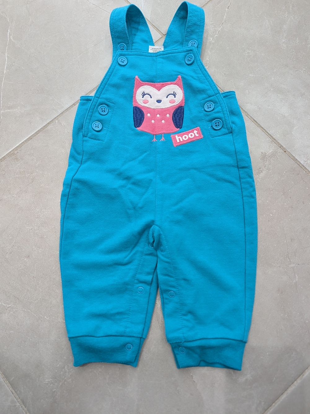 2/$25 Pekkle Teal Owl Baby Overalls – 6M